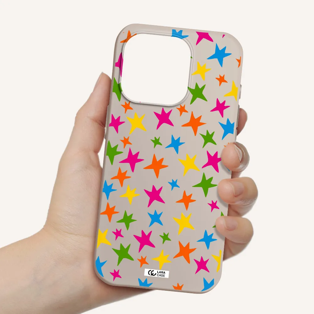 Colorful Stars Apple Iphone 15 Pro Silicone Stone Case