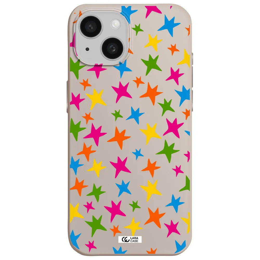 Colorful Stars Apple iPhone 15 Silicone Stone Case