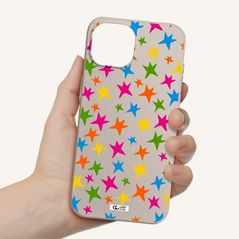 Colorful Stars Apple iPhone 15 Silicone Stone Case