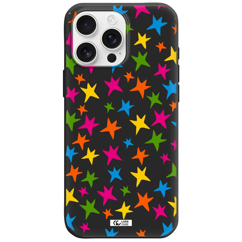 Colorful Stars Apple Iphone 16 Pro Max Silicone Black Case