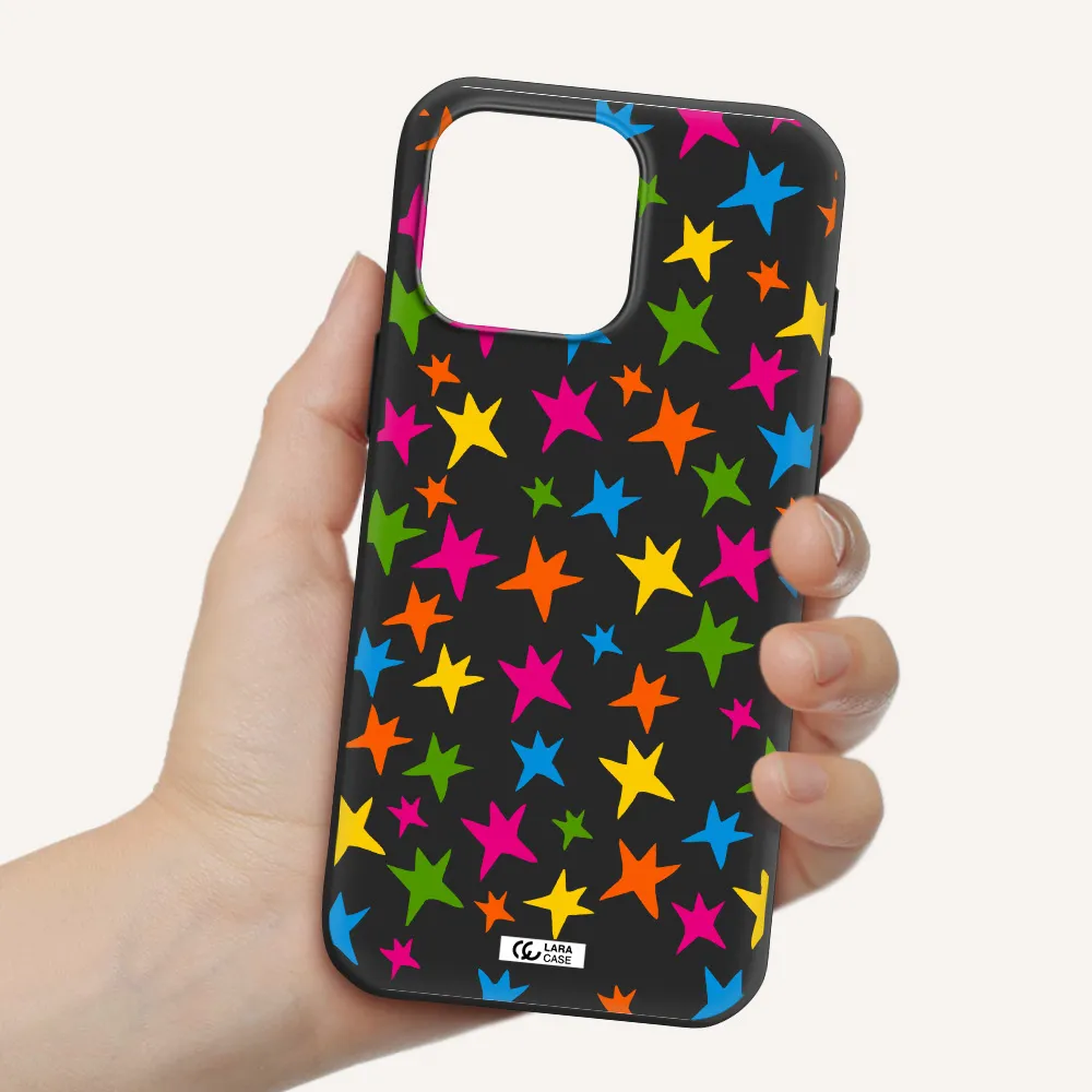 Colorful Stars Apple Iphone 16 Pro Max Silicone Black Case