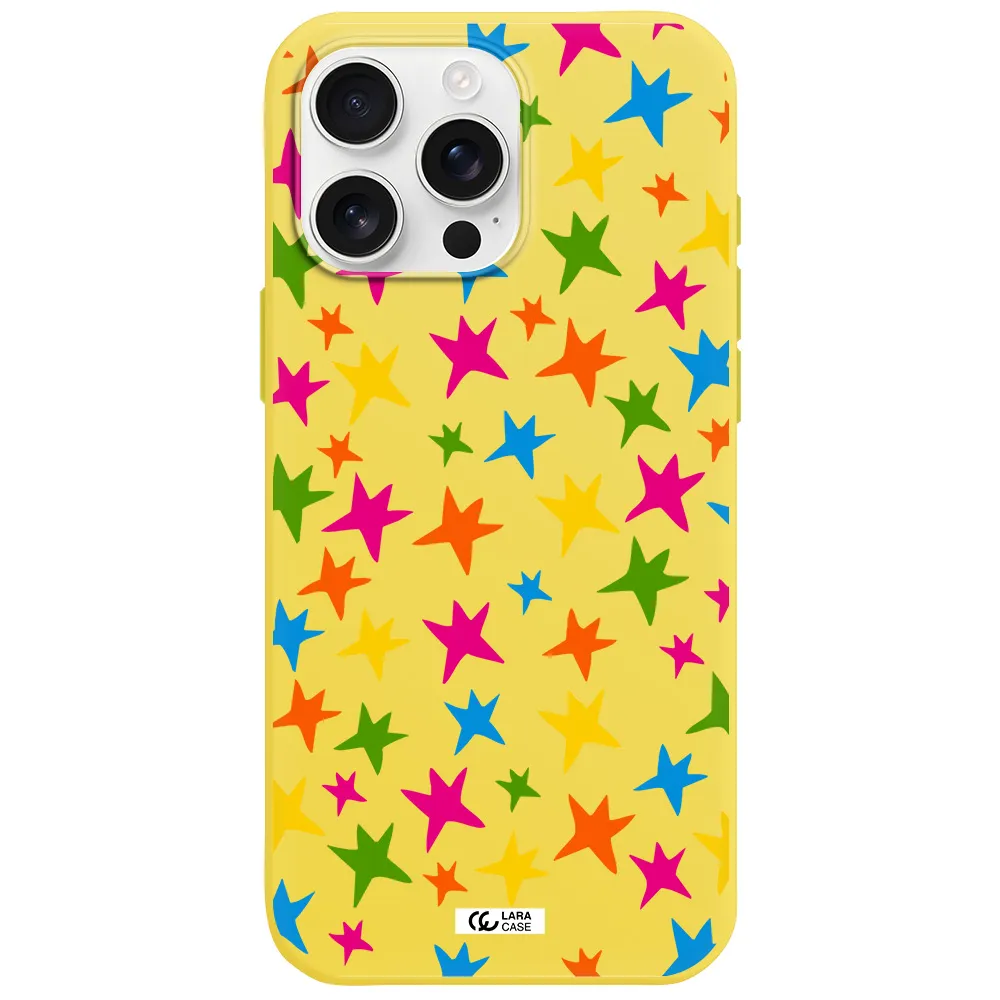 Colorful Stars Apple Iphone 16 Pro Max Silicone Canary Yellow Case