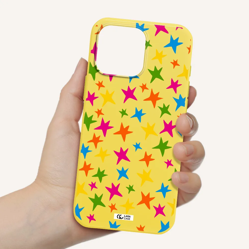 Colorful Stars Apple Iphone 16 Pro Max Silicone Canary Yellow Case