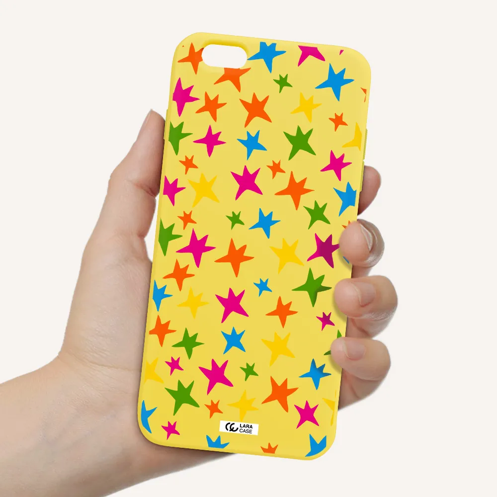 Colorful Stars Apple iPhone 6 plus Silicone canary yellow Case
