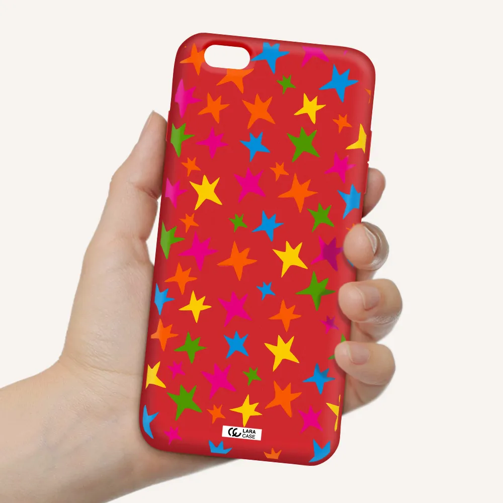 Colorful Stars Apple iPhone 6 plus Silicone Imperial Red Case