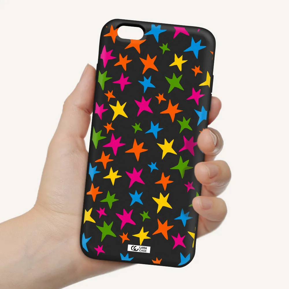 Colorful Stars Apple iPhone 6 s plus Silicone black Case