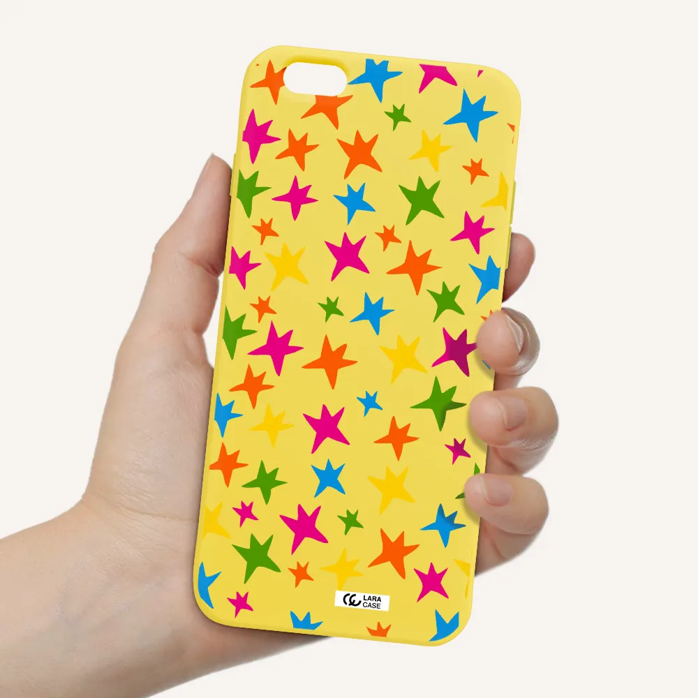 Colorful Stars Apple iPhone 6 s plus Silicone canary yellow Case