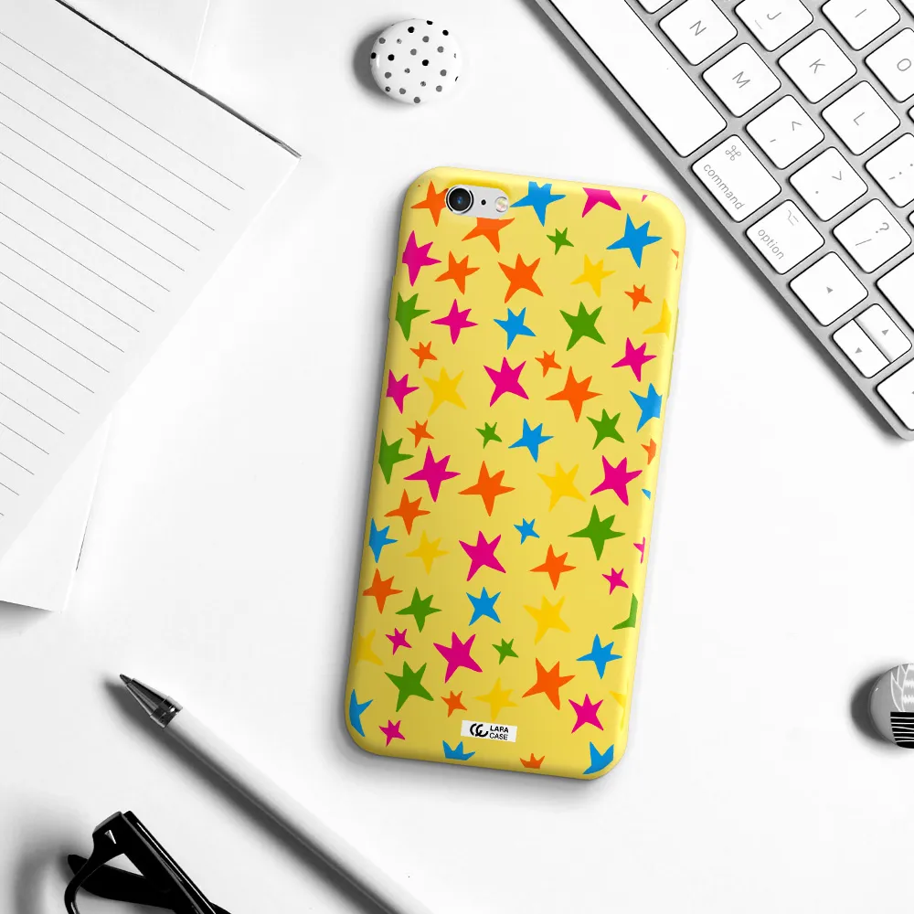 Colorful Stars Apple iPhone 6 s plus Silicone canary yellow Case