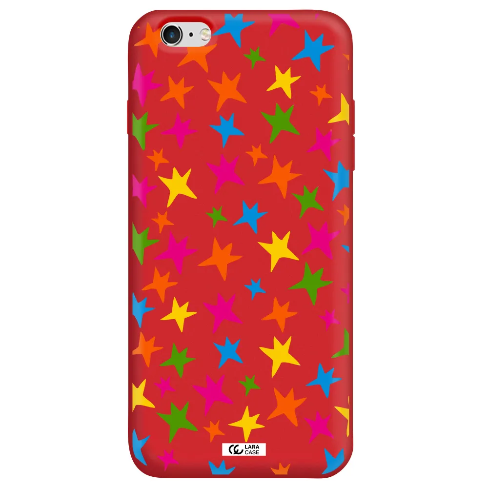 Colorful Stars Apple iPhone 6 s plus Silicone Imperial Red Case