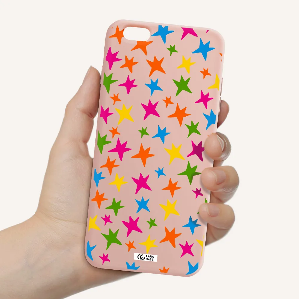 Colorful Stars Apple iPhone 6 s plus Silicone pastel pink Case