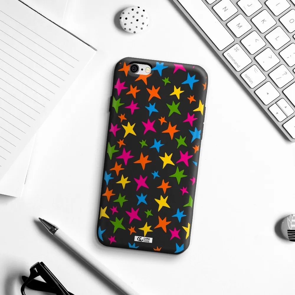 Colorful Stars Apple iPhone 6 Silicone black Case