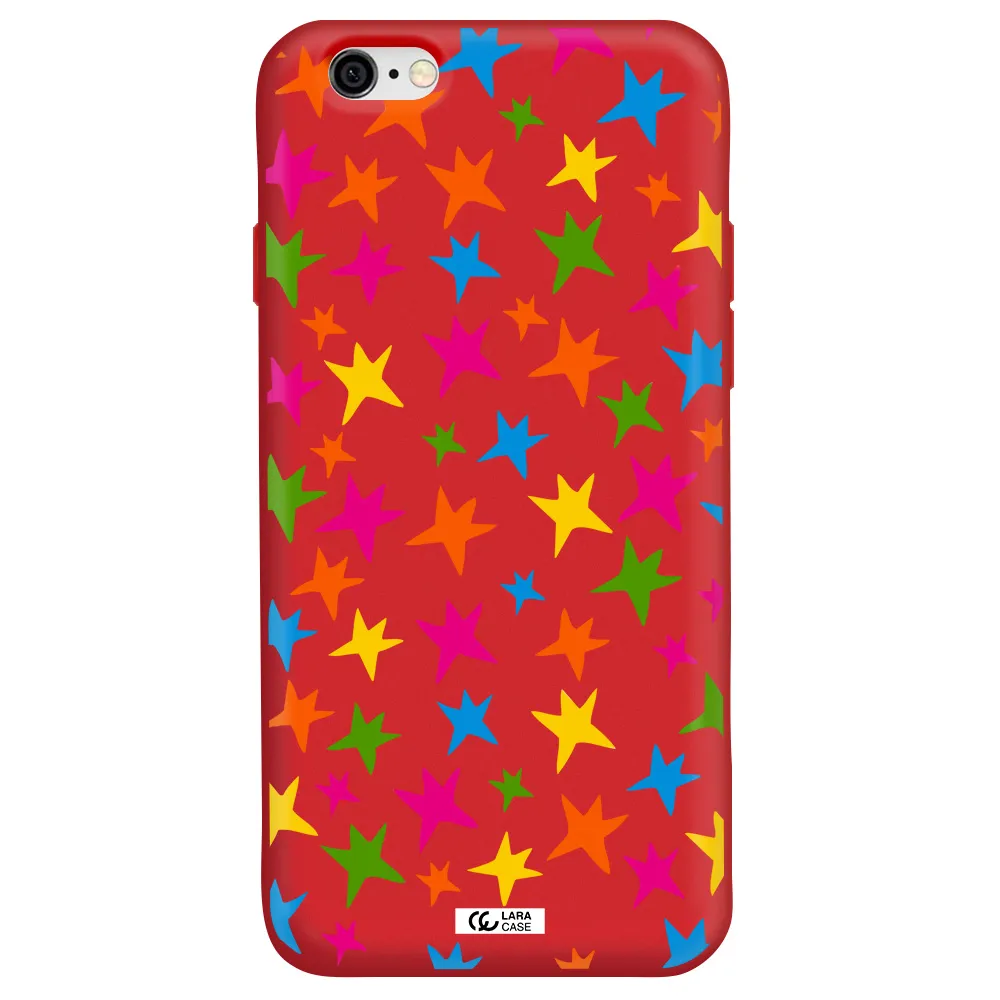 Colorful Stars Apple iPhone 6 Silicone Imperial Red Case