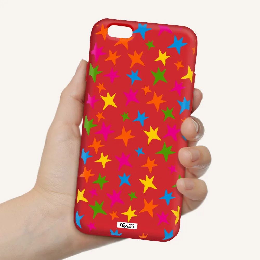 Colorful Stars Apple iPhone 6 Silicone Imperial Red Case