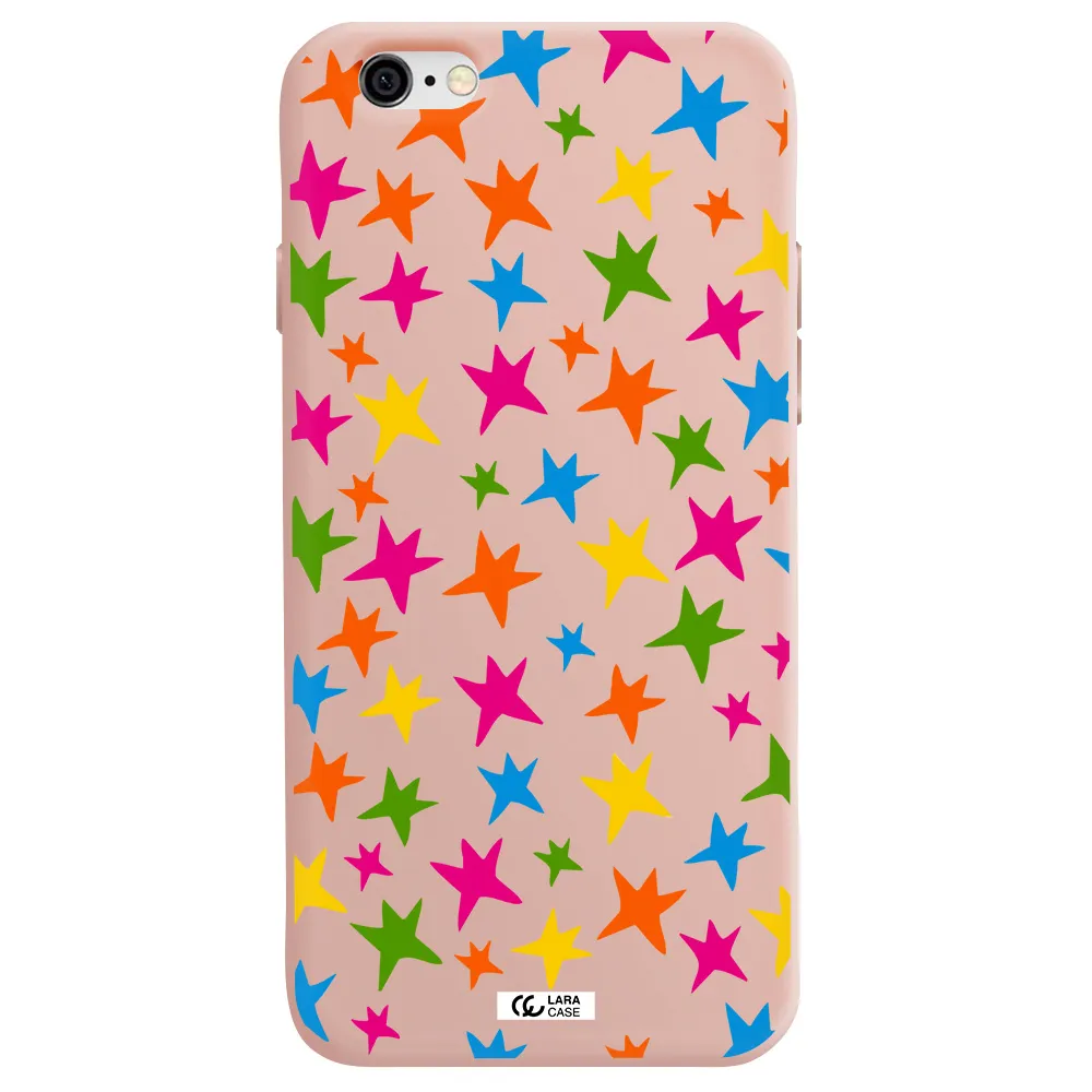 Colorful Stars Apple iPhone 6 Silicone pastel pink Case