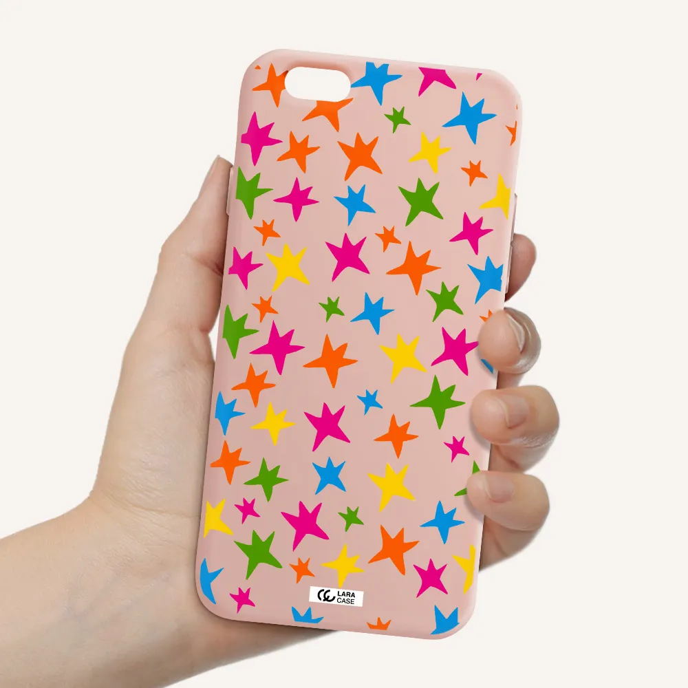 Colorful Stars Apple iPhone 6 Silicone pastel pink Case