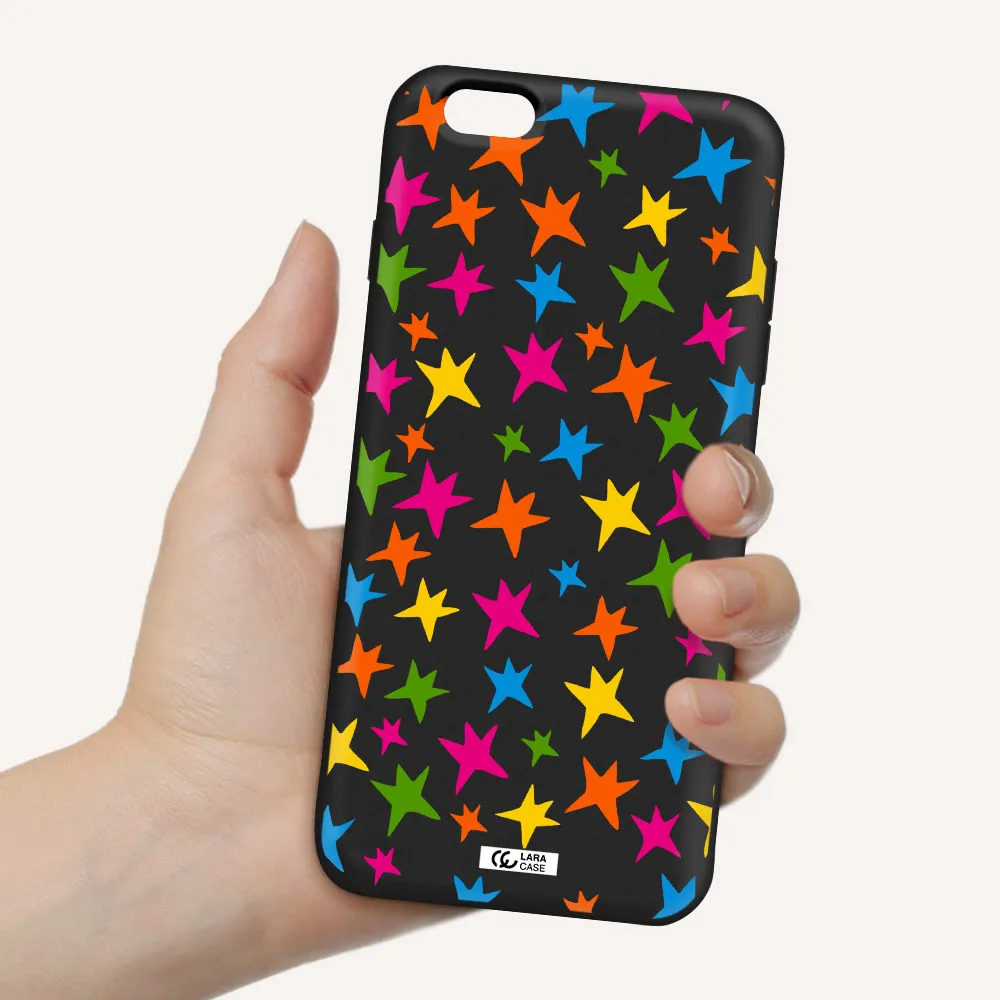 Colorful Stars Apple iPhone 6S Silicone black Case