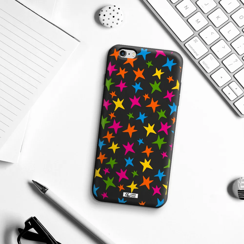 Colorful Stars Apple iPhone 6S Silicone black Case