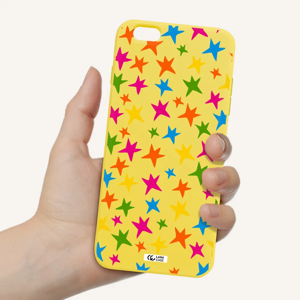 Colorful Stars Apple iPhone 6S Silicone canary yellow Case
