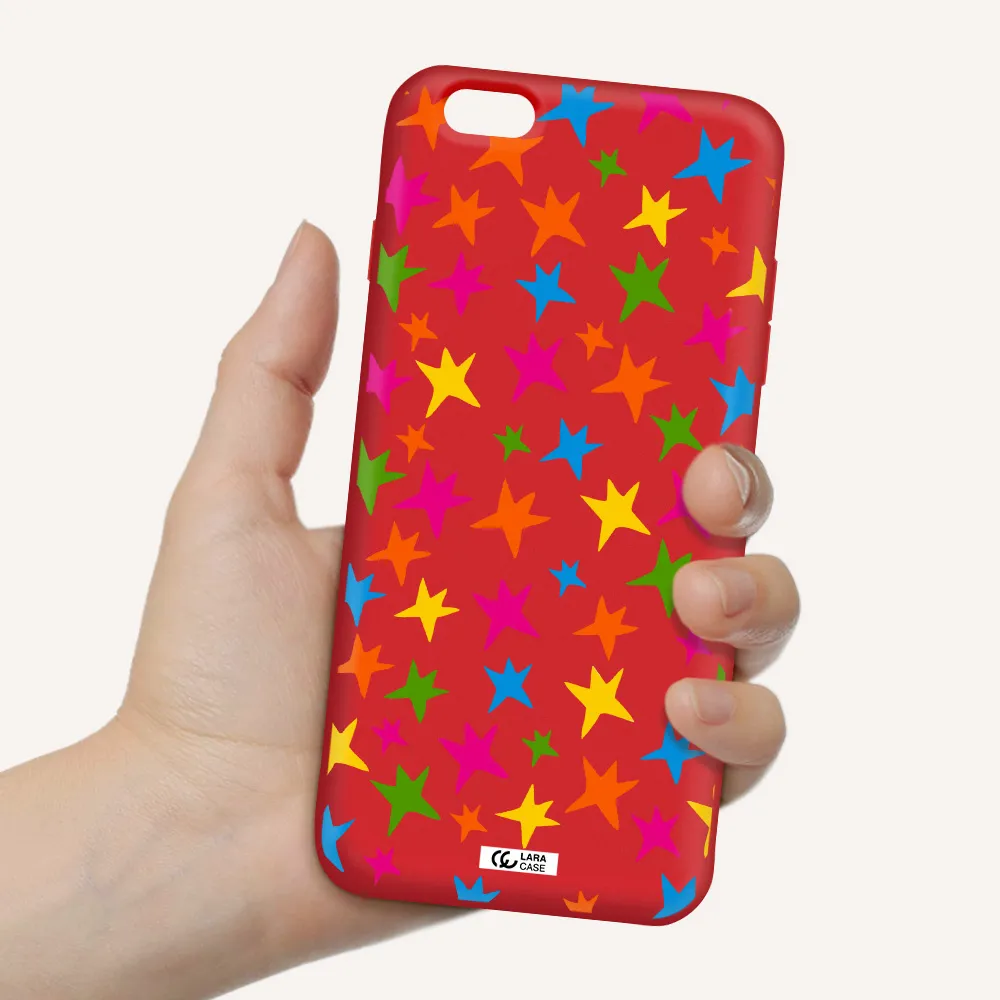 Colorful Stars Apple iPhone 6S Silicone Imperial Red Case