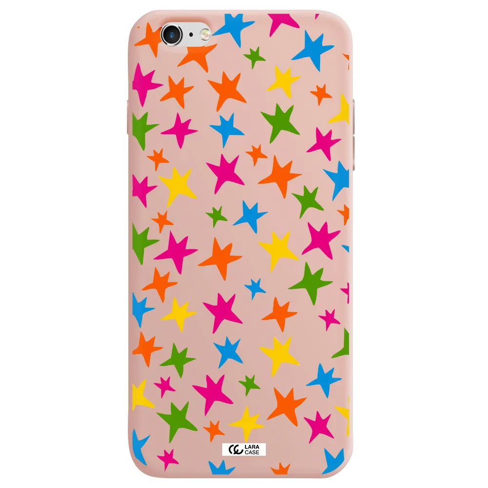 Colorful Stars Apple iPhone 6S Silicone pastel pink Case
