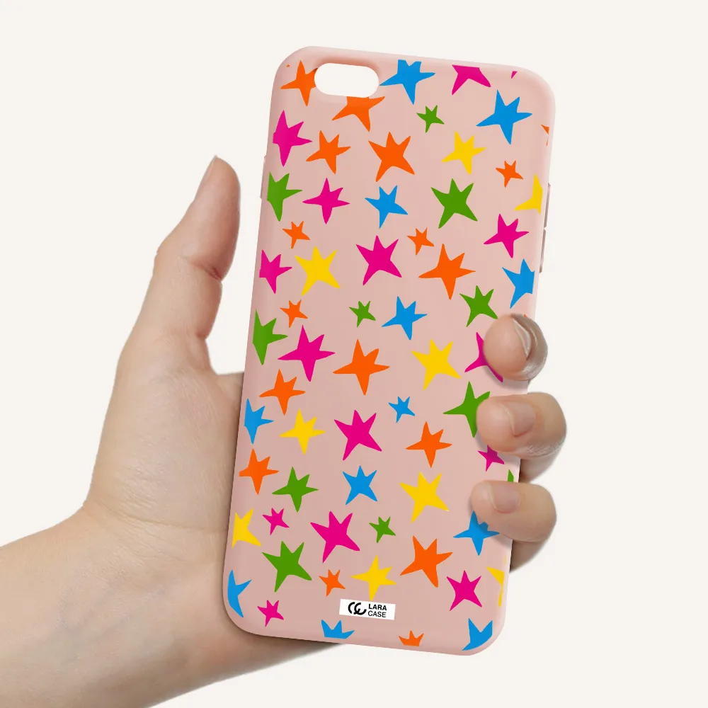 Colorful Stars Apple iPhone 6S Silicone pastel pink Case