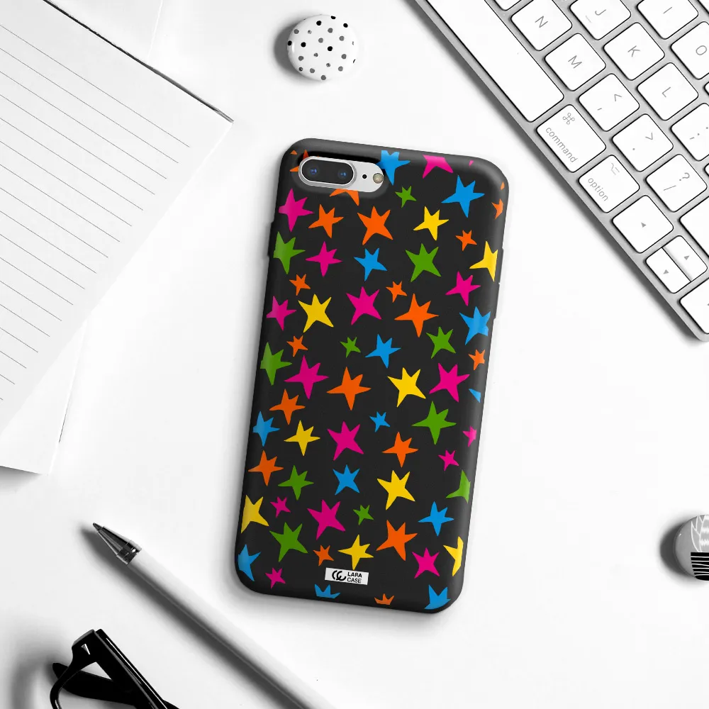 Colorful Stars Apple iPhone 7 plus Silicone black Case