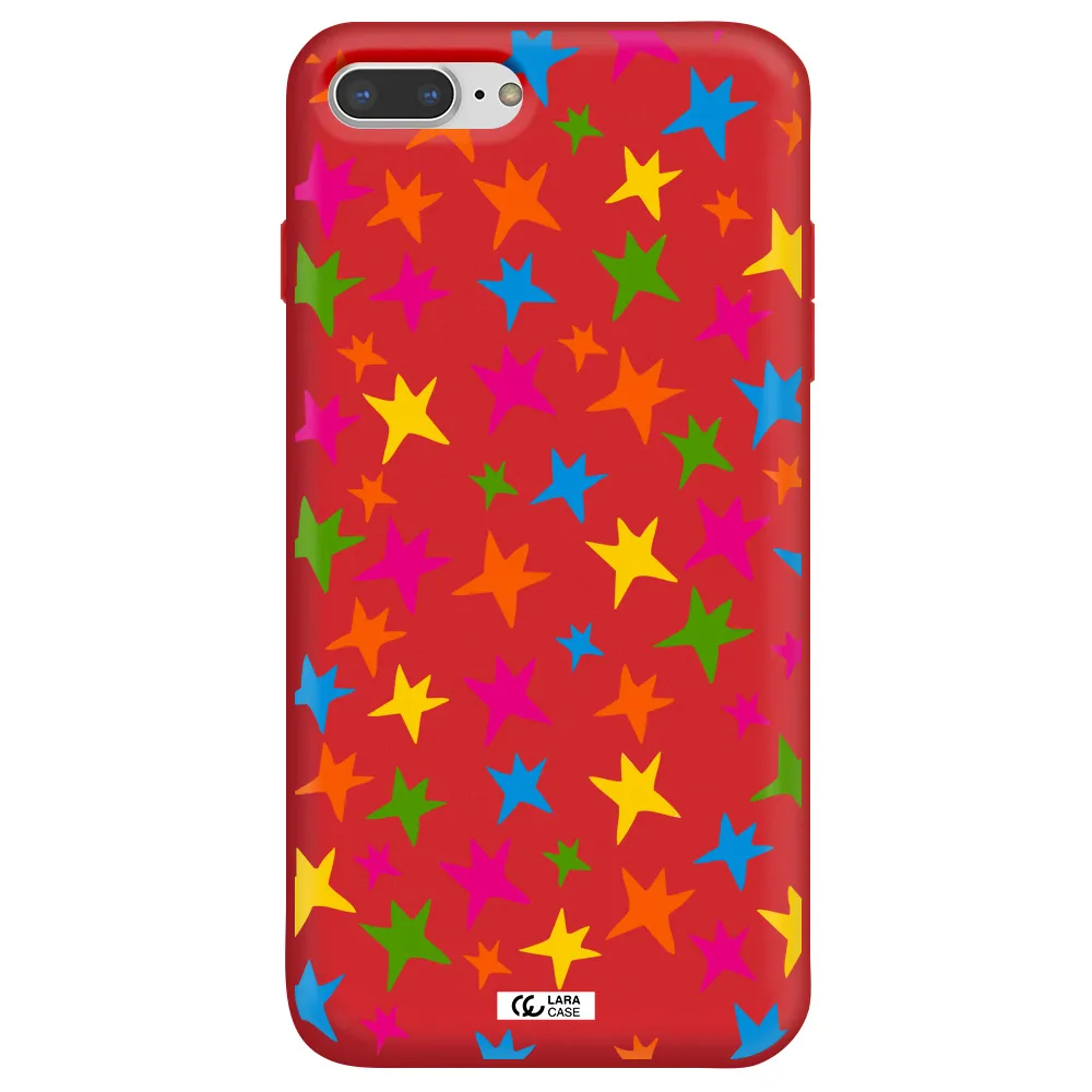 Colorful Stars Apple iPhone 7 plus Silicone Imperial Red Case