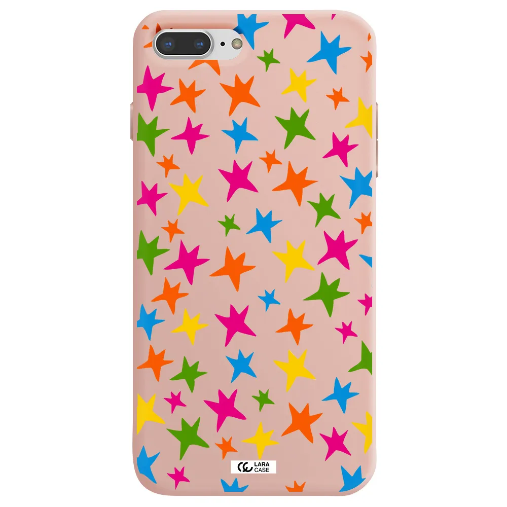 Colorful Stars Apple iPhone 7 plus Silicone pastel pink Case