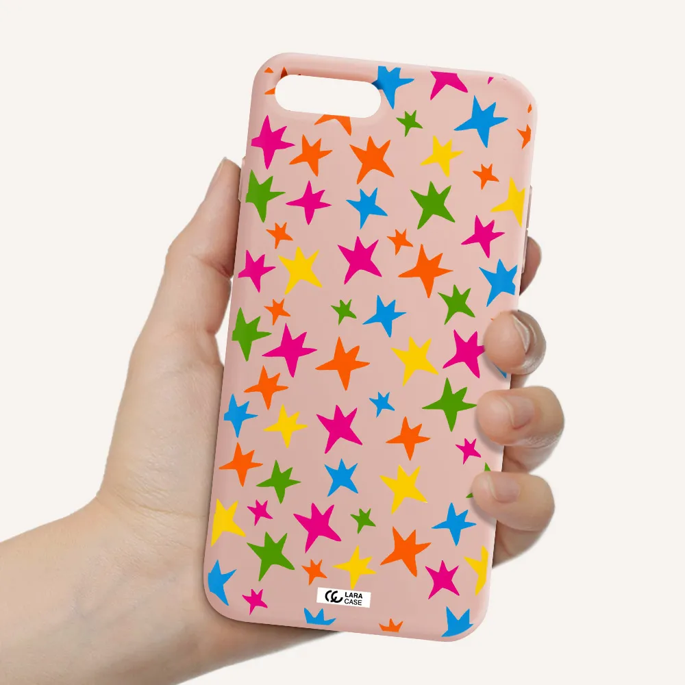 Colorful Stars Apple iPhone 7 plus Silicone pastel pink Case