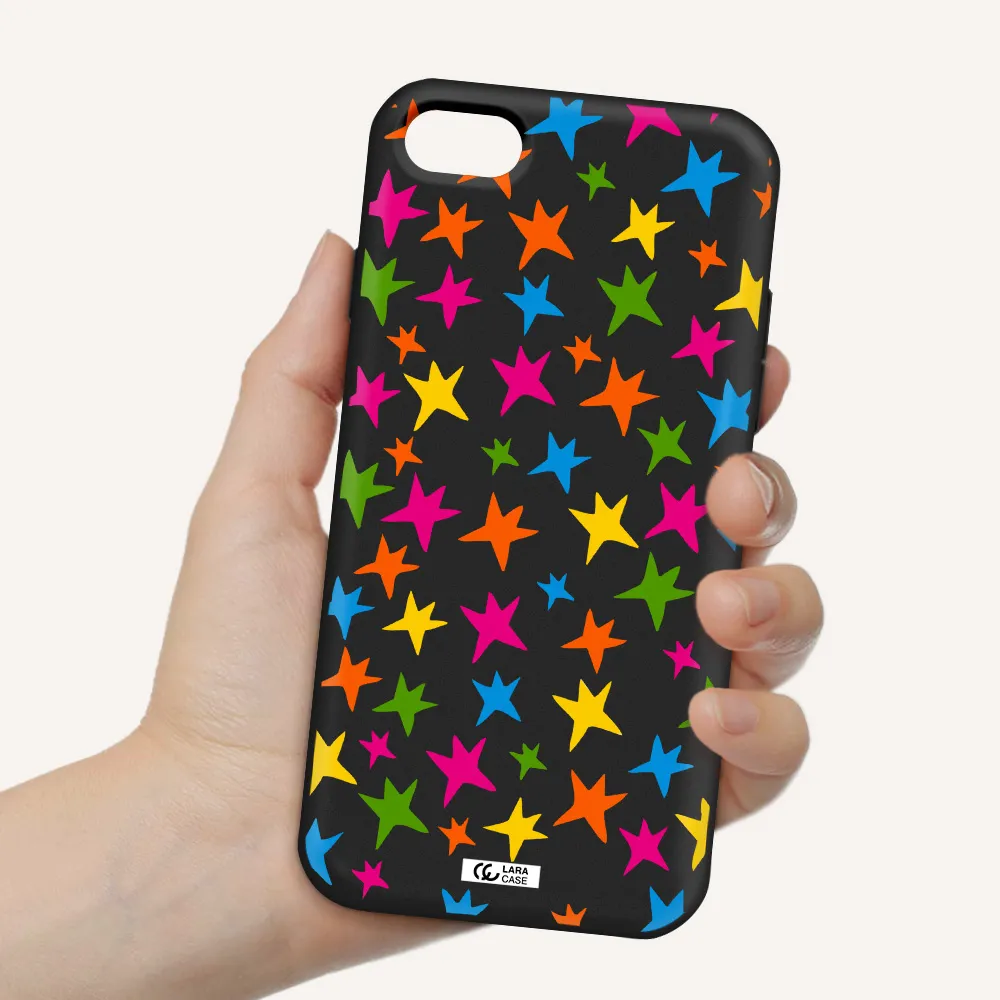 Colorful Stars Apple iPhone 7 Silicone black Case