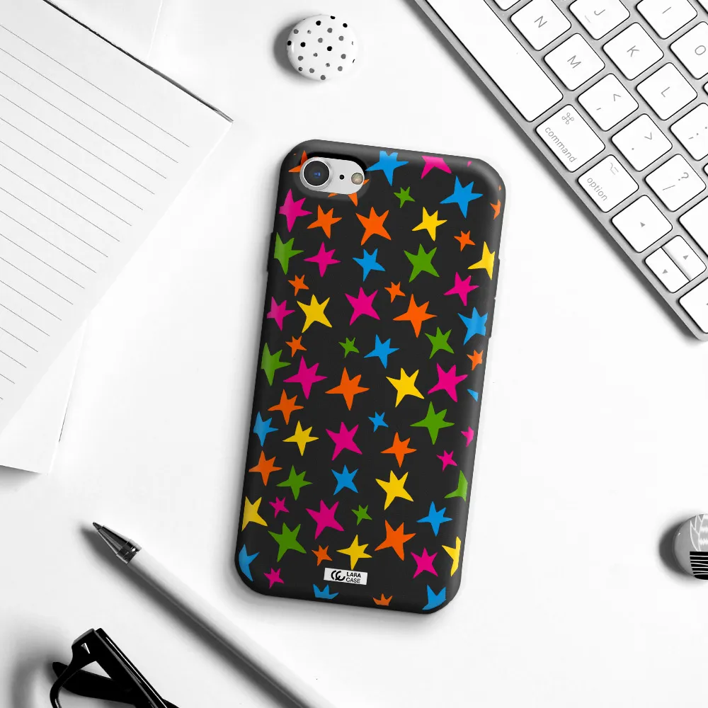 Colorful Stars Apple iPhone 7 Silicone black Case