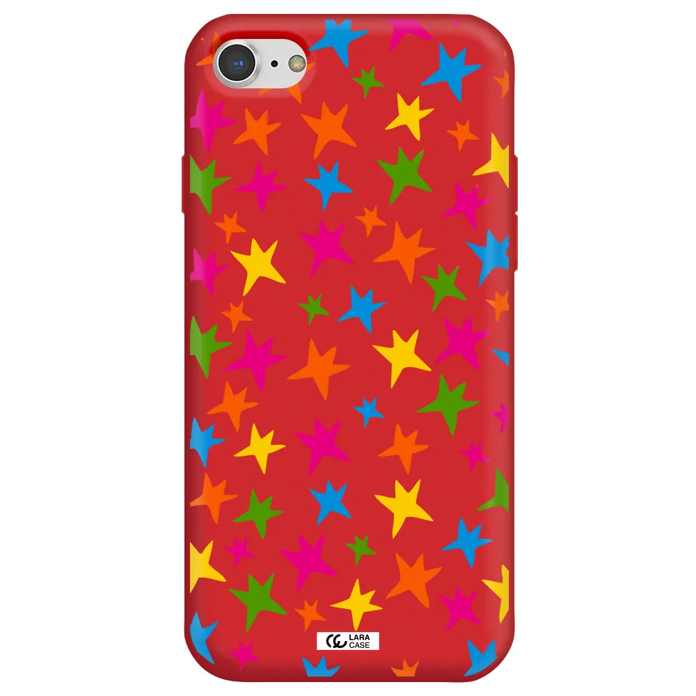 Colorful Stars Apple iPhone 7 Silicone Imperial Red Case