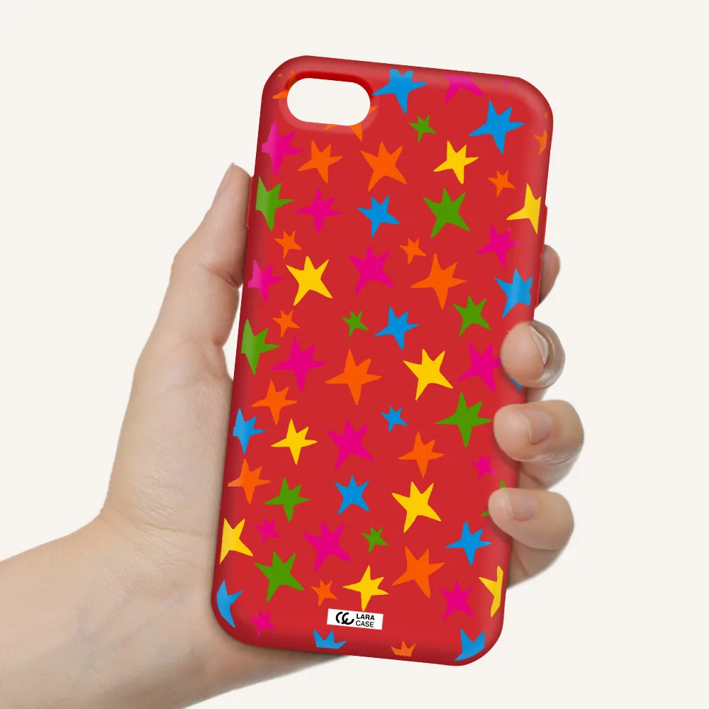Colorful Stars Apple iPhone 7 Silicone Imperial Red Case