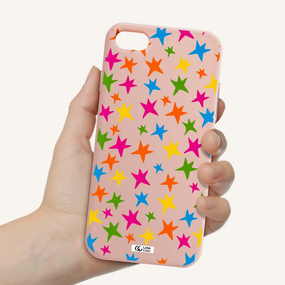 Colorful Stars Apple iPhone 7 Silicone pastel pink Case