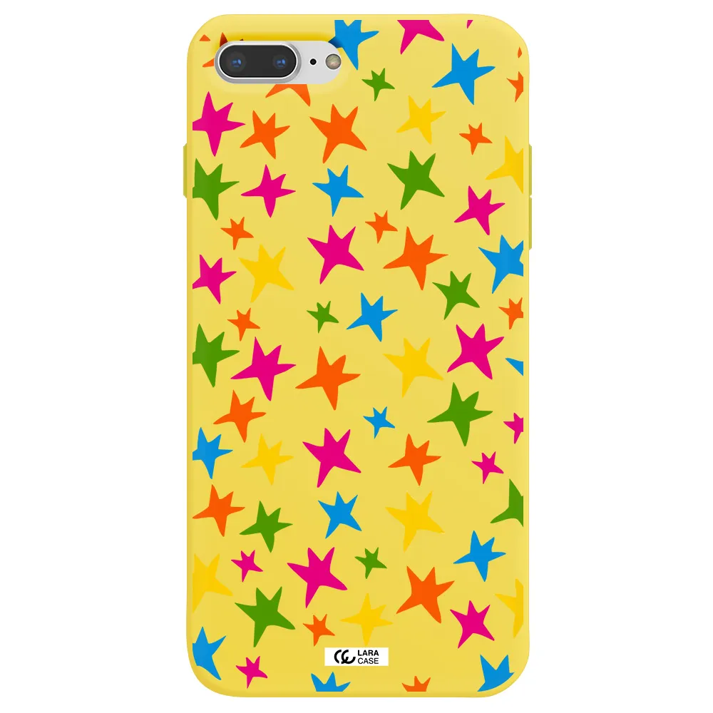 Colorful Stars Apple iPhone 8 plus Silicone canary yellow Case