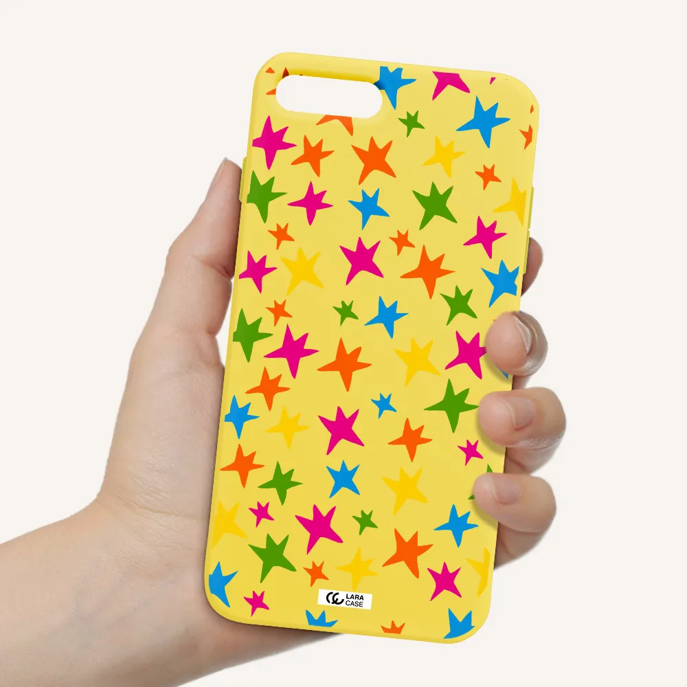 Colorful Stars Apple iPhone 8 plus Silicone canary yellow Case