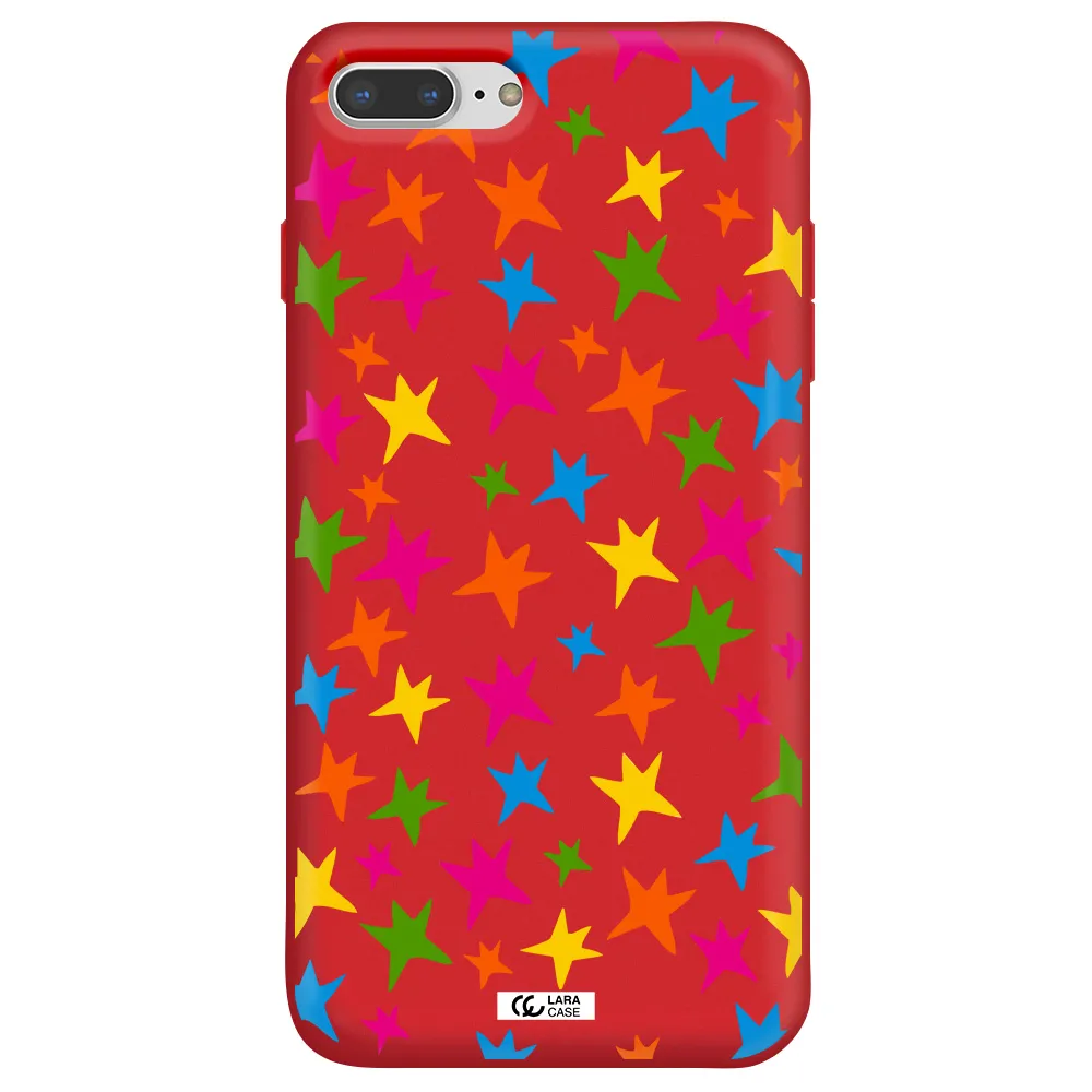 Colorful Stars Apple iPhone 8 plus Silicone Imperial Red Case