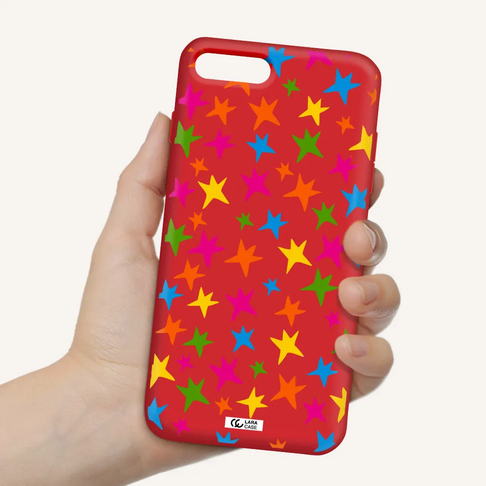 Colorful Stars Apple iPhone 8 plus Silicone Imperial Red Case