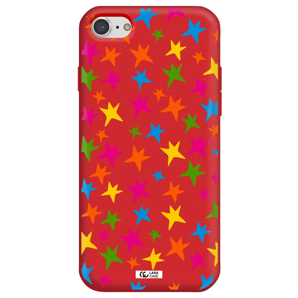 Colorful Stars Apple iPhone 8 Silicone Imperial Red Case