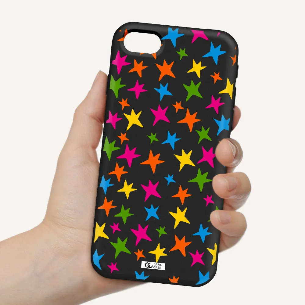 Colorful Stars Apple iPhone se 2020 Silicone black Case