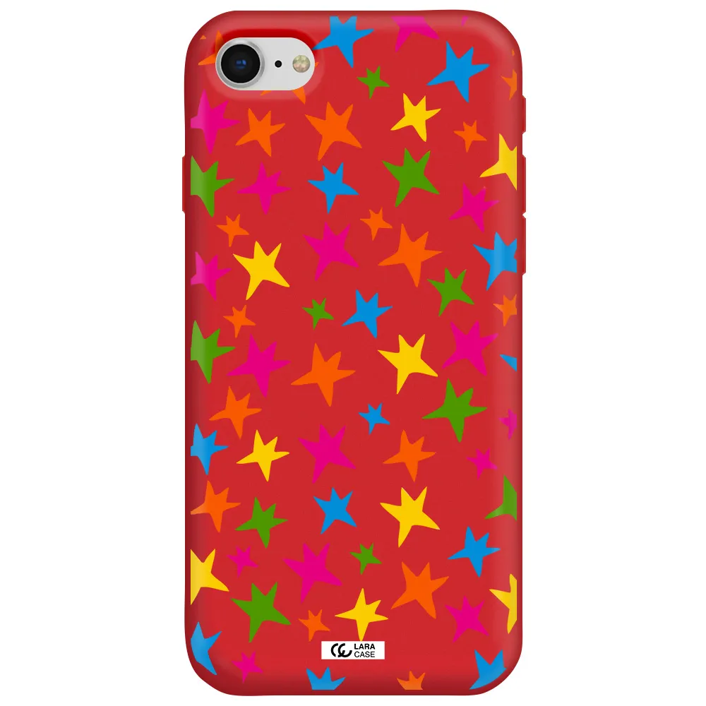 Colorful Stars Apple iPhone se 2020 Silicone Imperial Red Case