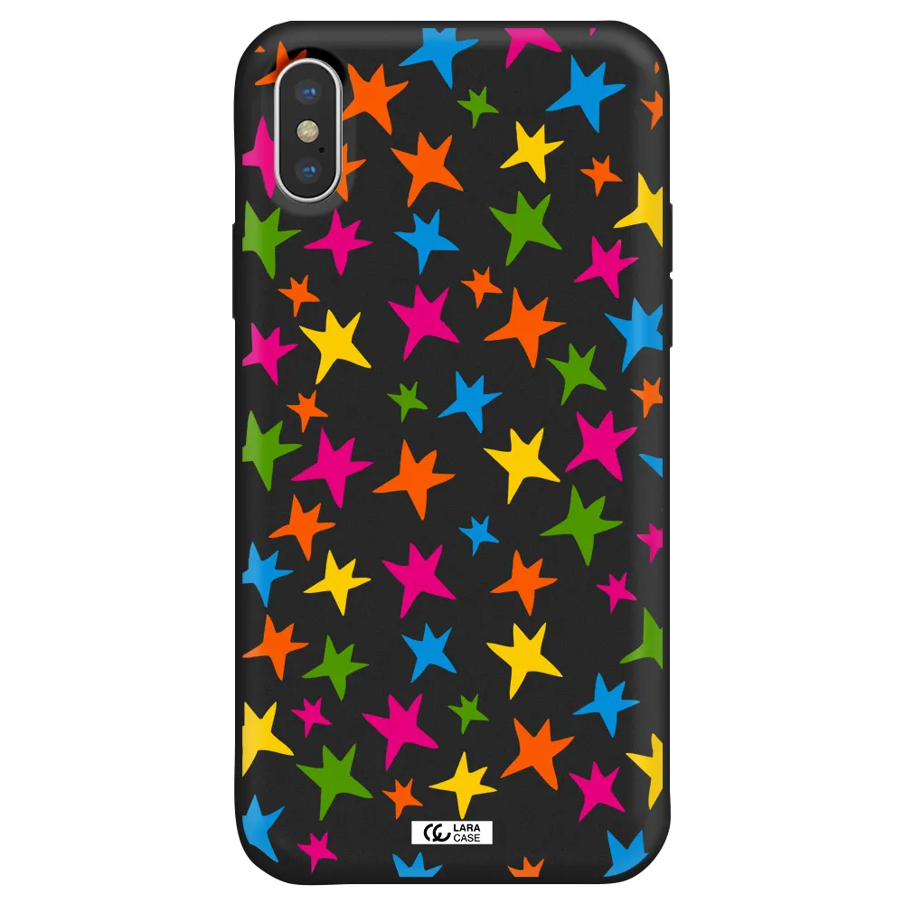 Colorful Stars Apple iPhone X Silicone black Case