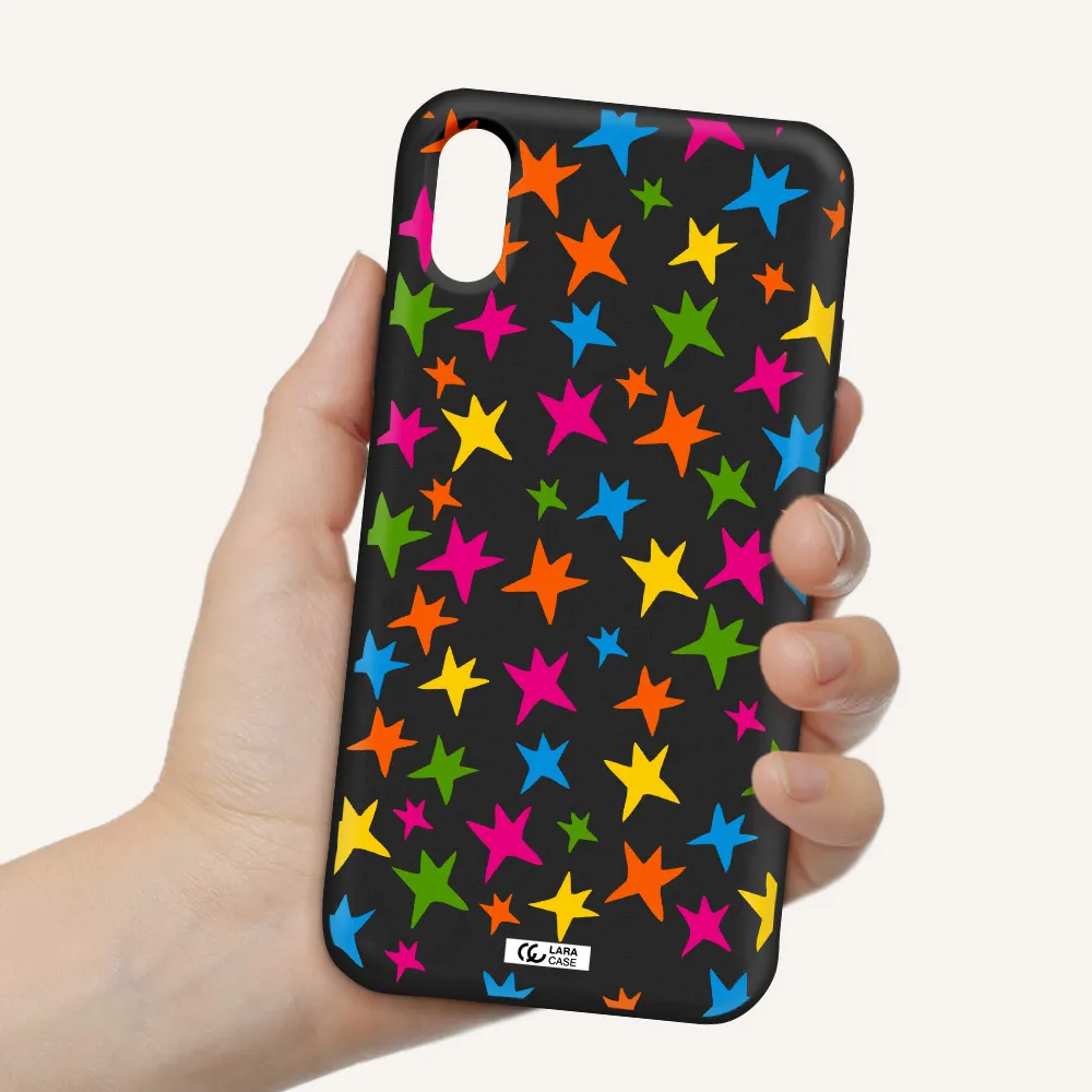 Colorful Stars Apple iPhone X Silicone black Case