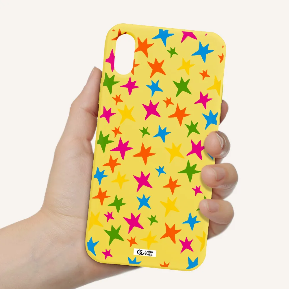 Colorful Stars Apple iPhone X Silicone canary yellow Case