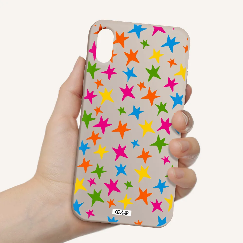 Colorful Stars Apple iPhone X Silicone Stone Case
