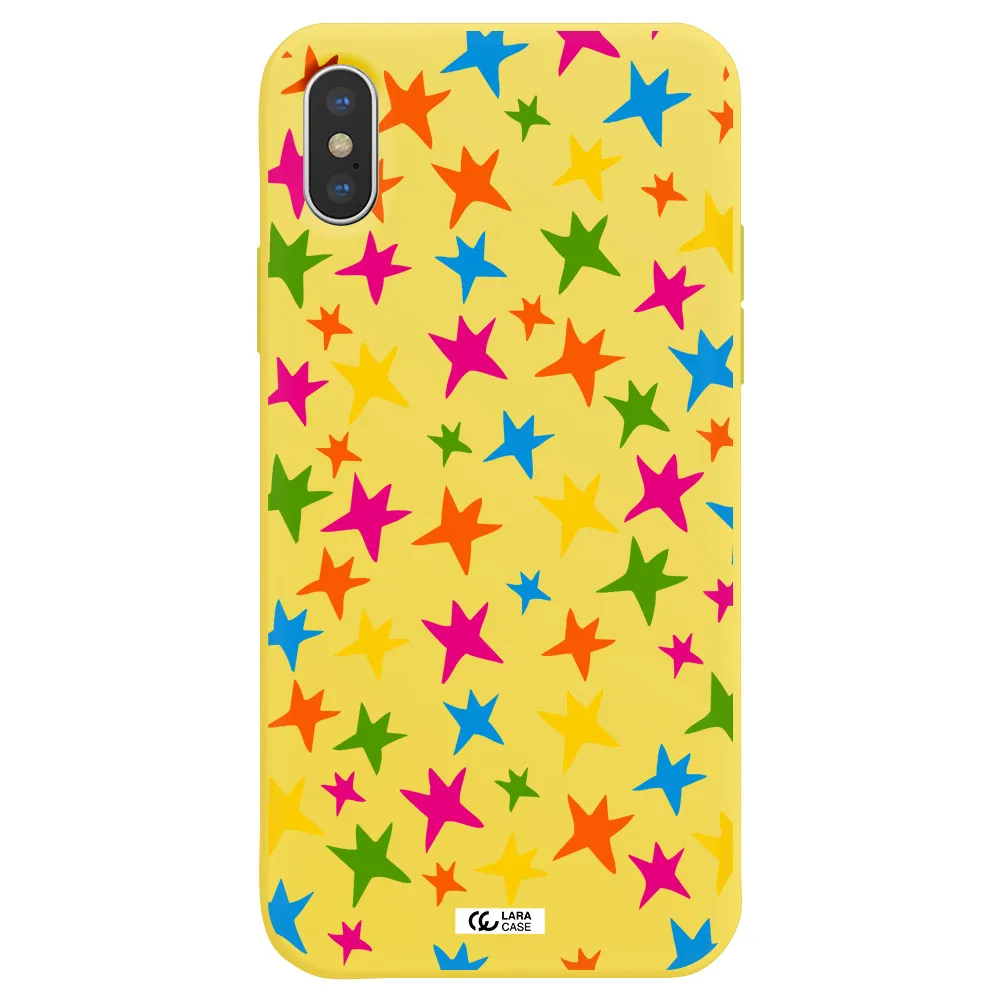 Colorful Stars Apple iPhone XS Silicone canary yellow Case