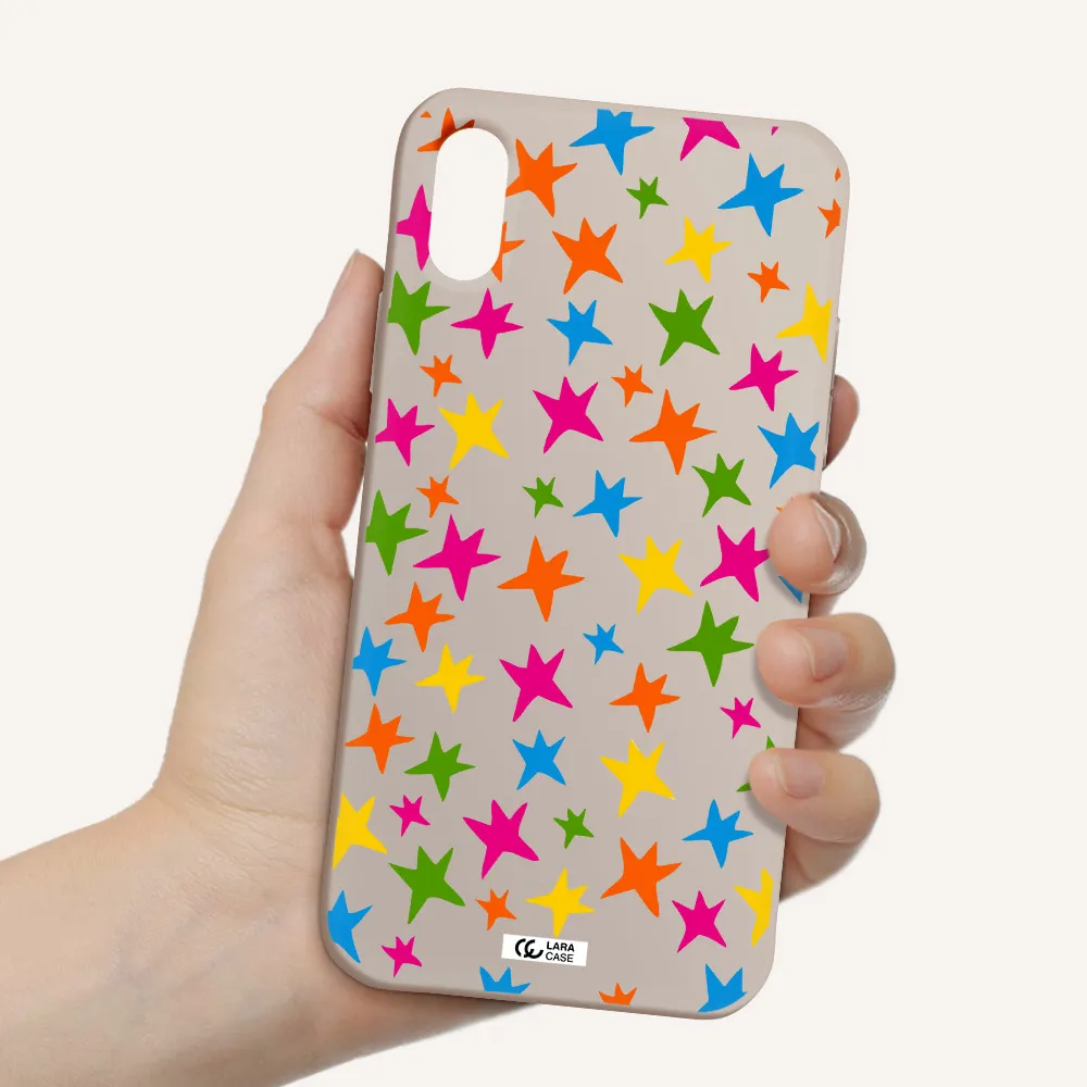 Colorful Stars Apple iPhone XS Silicone Stone Case
