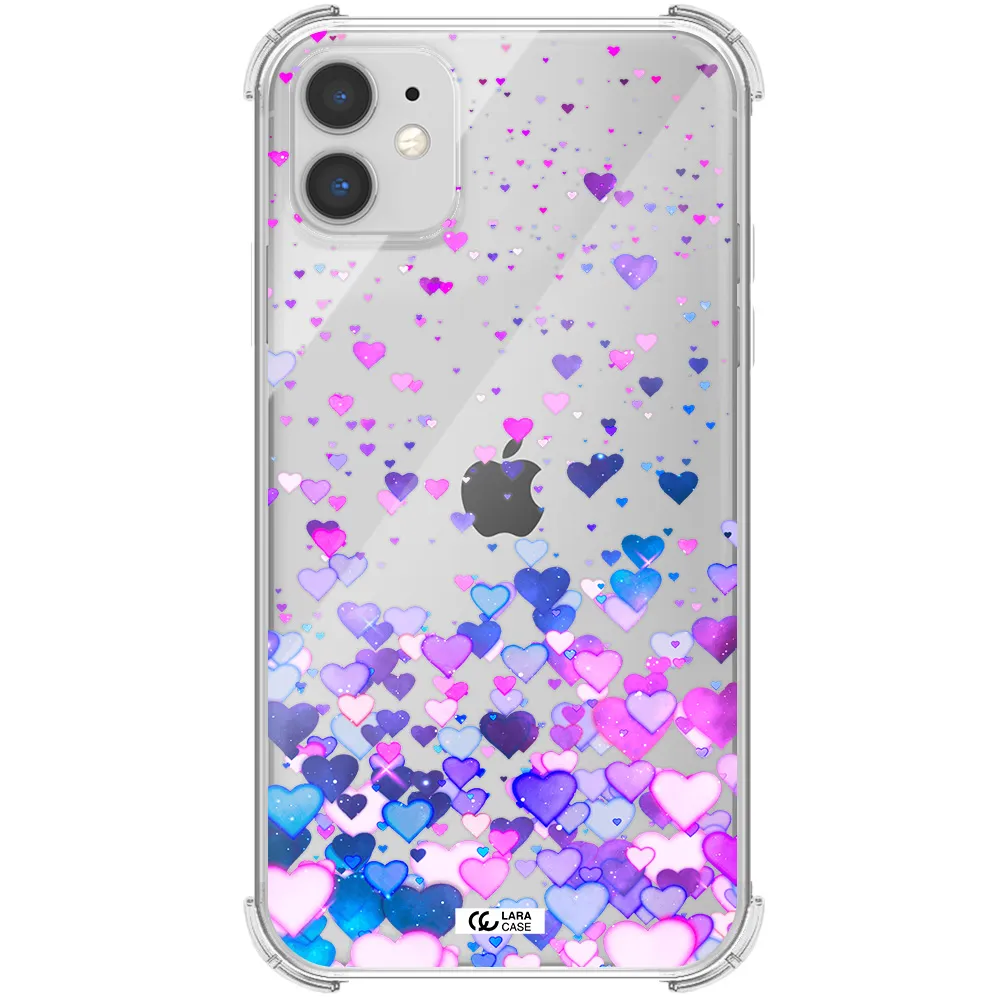 Watercolor Flying Hearts Apple iPhone 11 Clear PC Case