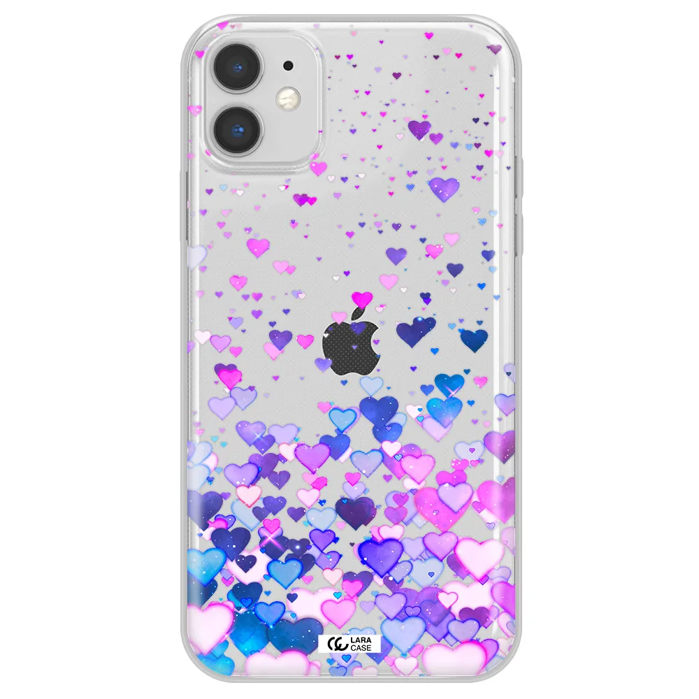 Watercolor Flying Hearts Apple iPhone 11 Clear TPU Case
