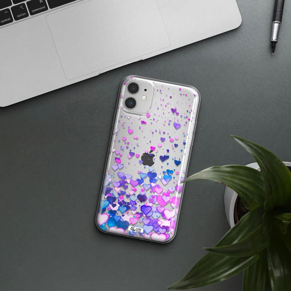 Watercolor Flying Hearts Apple iPhone 11 Clear TPU Case